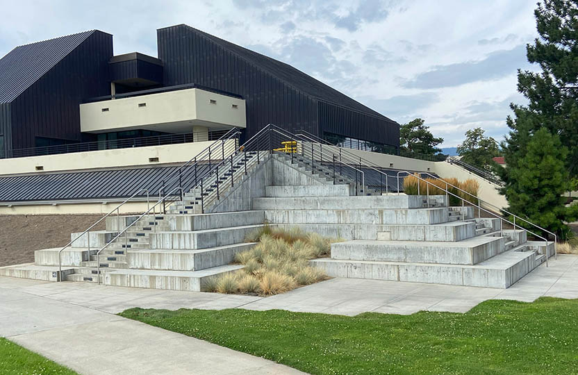 Eastern Oregon University staircase with benches